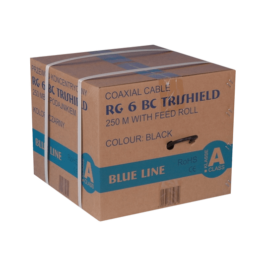 Kabel RG6 TriShield , karton 250m , czarny PE -zdjęcie numer 1
