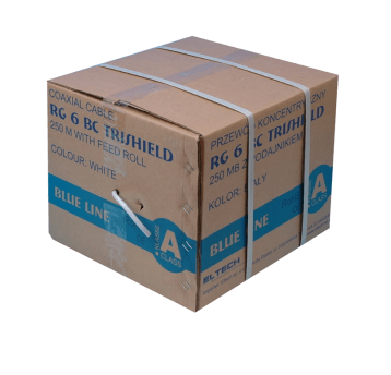 Kabel RG6 TriShield , karton 250m , biały , LSZH